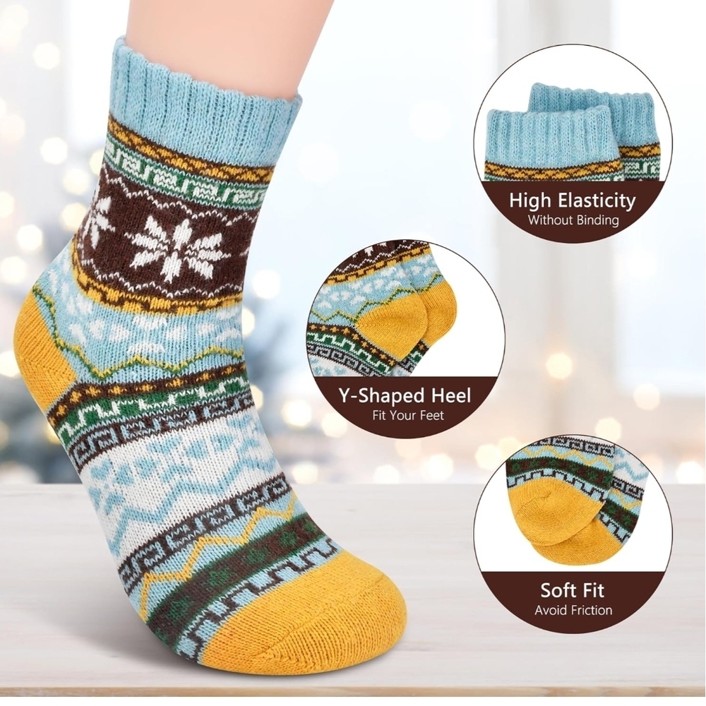 Vibrant Womens Wool-look Patterned Socks Set - Picture 2 of 10
